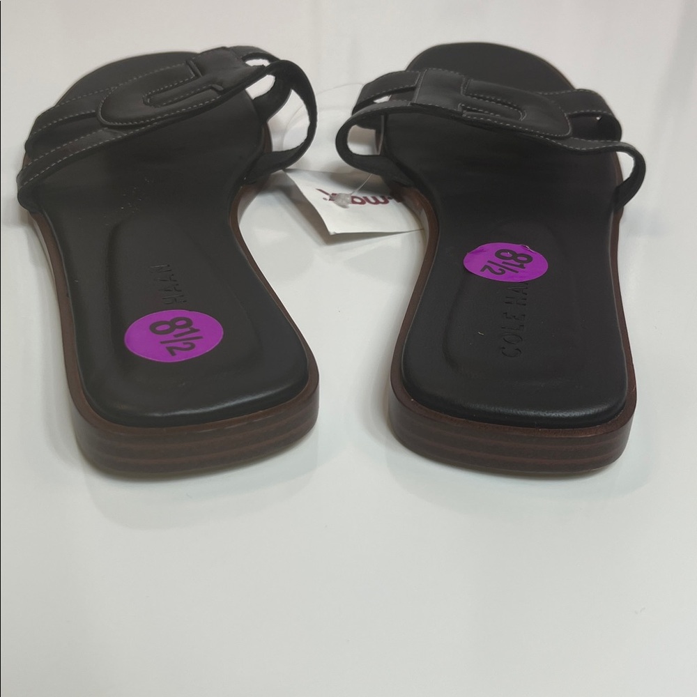 Cole Haan Chrisee Slide Sandal Black Leather New Size 8.5 - Picture 4 of 7
